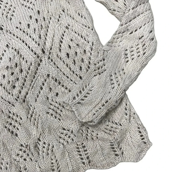 LOFT Dusty Pink Pointelle Scallop Lacy Knit Wool Blend Sweater XS - Picture 3 of 5